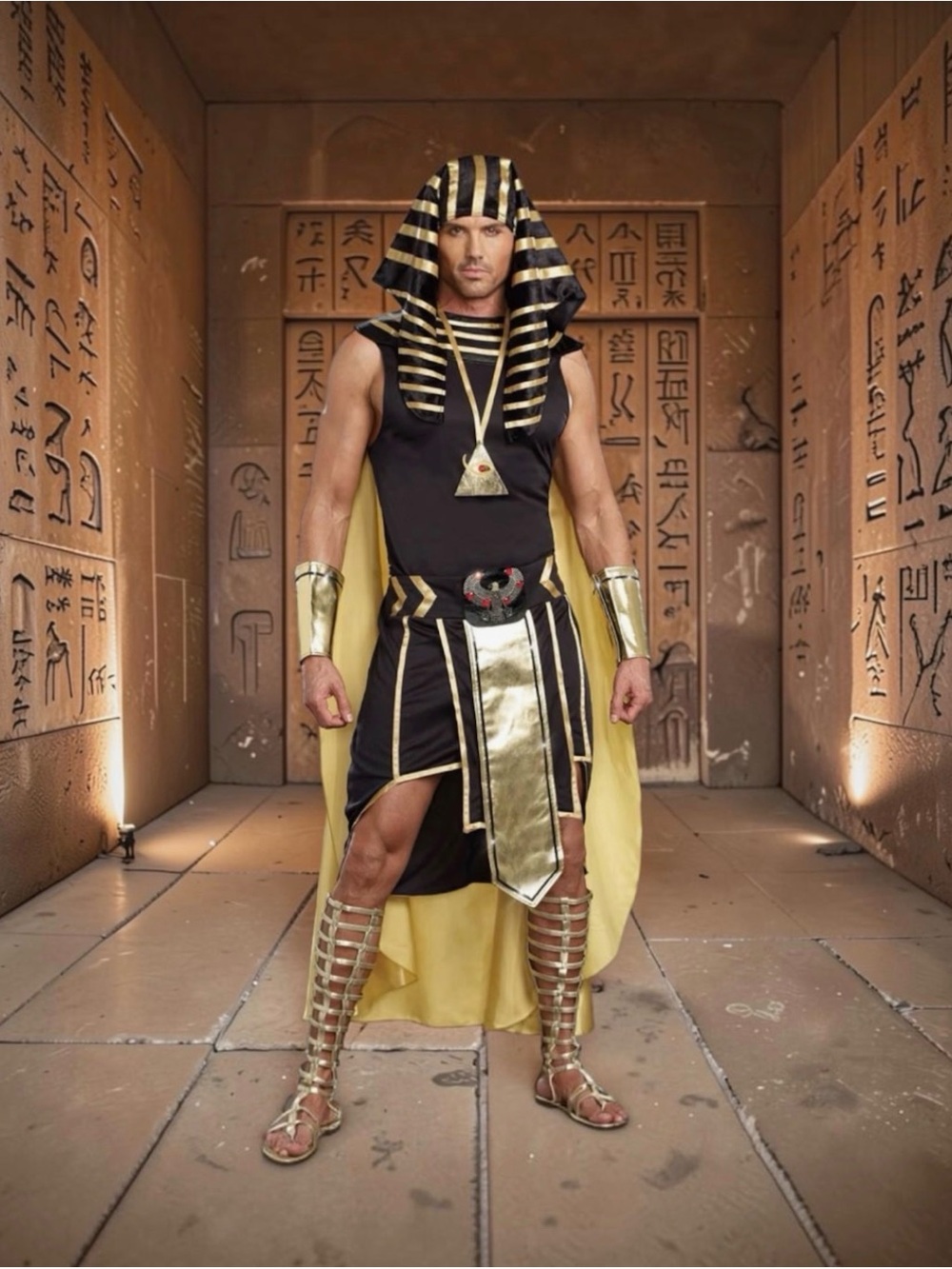 Men’s Pharaoh Costume in Black and Gold